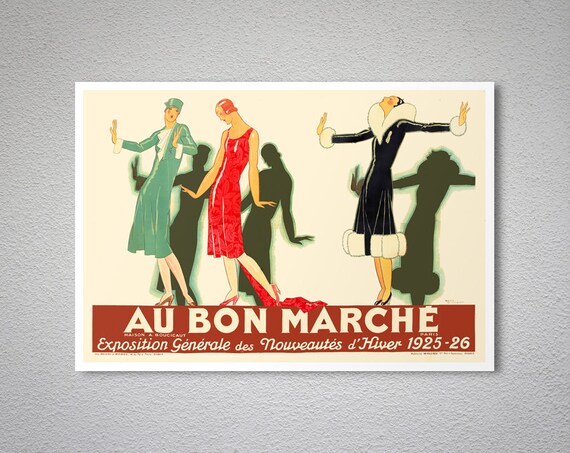 Au Bon Marche By Rene Vincent Vintage Poster Fashion Wall Etsy