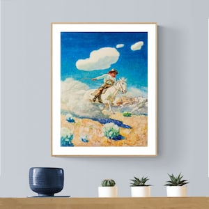 The Cowboy's Life di Newell Convers Wyeth Fine Art Print - Carta per poster o stampa su tela / Idea regalo / Decorazione da parete