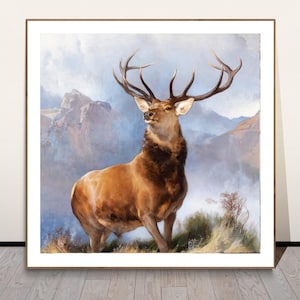 Monarch of the Glen door Edwin Henry Landseer Fine Art Print - dierenschilderij, natuur- en natuurkunst