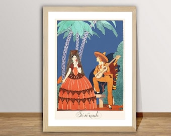 George Barbier Serenade Vintage Fashion Illustration Poster