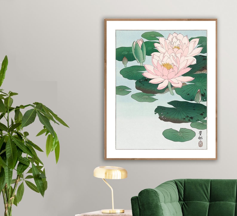 Stampa Artistica Ohara Koson Ninfee - Quadro Incorniciato 12x16 Pollici - Foto 10