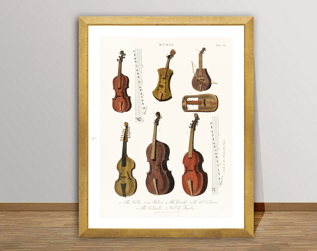 Antique String Instruments Art Print: Vintage Encyclopedia Illustration ...