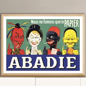 Vintage Abadie Papier a Cigarettes Advertisement Art Print - Reproduction of a Retro Artwork, Decorative Purposes Wall Decor