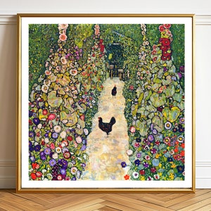 Garden Path with Chickens by Gustav Klimt, Fine Art Print, Symbolist Print, Art Nouveau Décor, Figurative Print, Abstract Wall Art