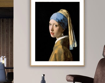 Girl with a Pearl Earring by Johannes Vermeer Fine Art Print, Baroque Artwork, Figurative Poster, Woman Painting, Classic Wall Décor