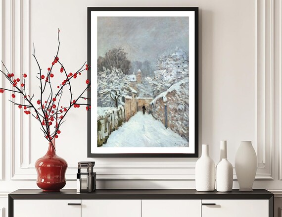 シスレー「ルーヴシエンヌの雪」版画：印象派の冬景色 - Etsy 日本