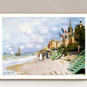 La Plage a Trouville de Claude Monet Fine Art Print - Papel de póster o Impresión de lienzo / Idea de regalo / Decoración de pared