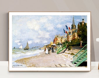 La Plage a Trouville by Claude Monet Fine Art Print - Poster Paper or Canvas Print / Gift Idea / Wall Decor