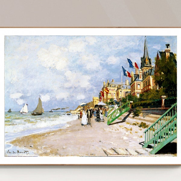 La Plage a Trouville par Claude Monet Fine Art Print - Poster Paper or Canvas Print / Gift Idea / Wall Decor