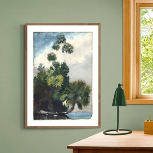 Palm Trees, Florida di Winslow Homer Fine Art Print - Carta per poster o stampa su tela / Idea regalo / Decorazione da parete