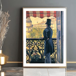 Man on a Balcony, Boulevard Haussmann by Gustave Caillebotte Fine Art Print  - Figurative Print / Gift Idea / Wall Decor