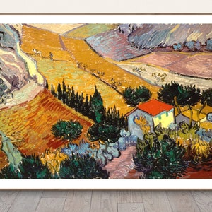 Landscape with House and Ploughman by Vincent Van Gogh Fine Art Print - Landscape Art, Gift Ideas, Wall Decor