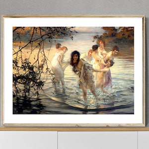 Les Nymphes de Danse di Paul Chabas Fine Art Print - Carta per poster o Stampa su tela / Idea regalo / Decorazione murale