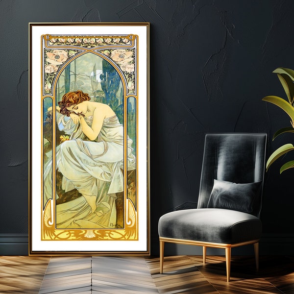 Les moments de la journée : Repos de la nuit par Alphonse Mucha - uvres d'art Art nouveau / Idée cadeau / Décoration murale