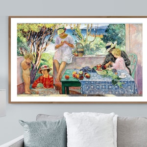 Le Goûter sur La Terrasse à Sainte-Maxime de Henri Lebasque Impresión de bellas artes - Papel de póster o Impresión de lienzo / Idea de regalo / Arte de pared