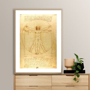 L'uomo vitruviano di Leonardo Da Vinci Fine Art Print - Carta per poster o stampa su tela / Idea regalo / Decorazione da parete