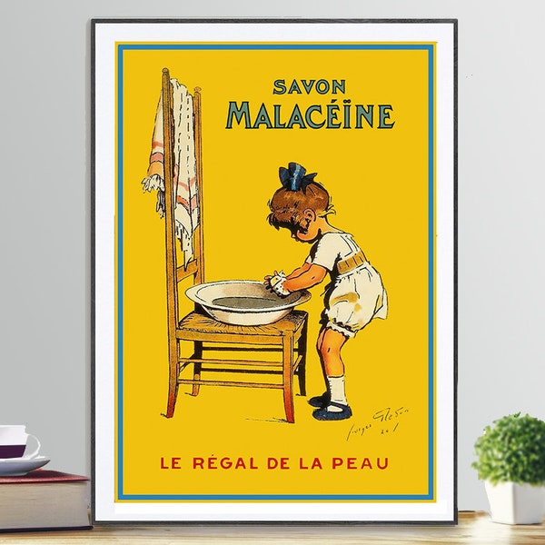 Affiche vintage Savon Malaceine - Affiche Papier ou Impression sur Toile / Idée Cadeau / Décoration Murale