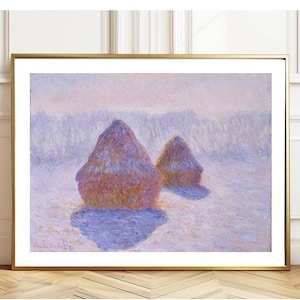 Haystacks, Effect of Snow and Sun by Claude Monet, Fine Art Print, Landscape Poster, Impressionist Artwork, Nature Painting, Winter Décor