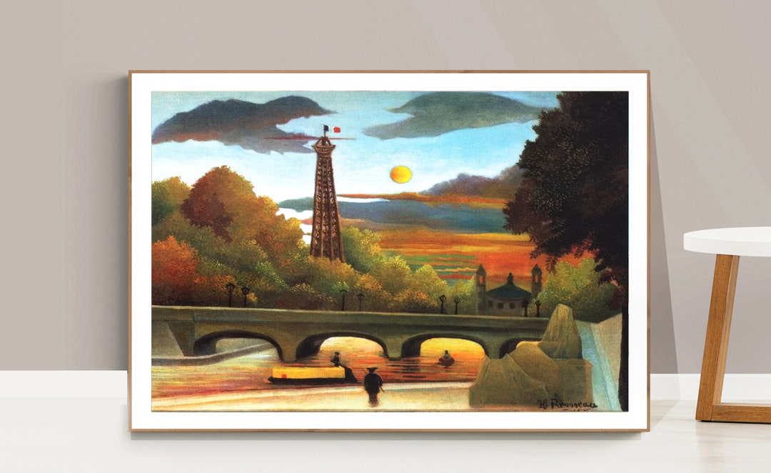 Seine and Eiffel Tower in the Sunset by Henri Rousseau Fine Art Print ...