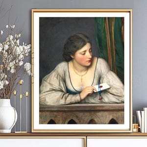 Der Liebesbrief von Eugen von Blaas Fine Art Druck - Figurative Kunst / Liebhaber Geschenk Idee / Romantik Wandbild