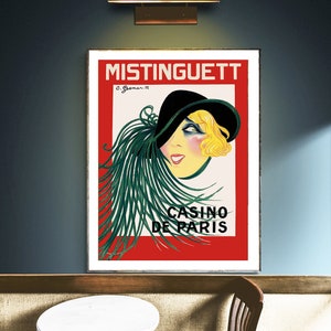 Casino de Paris, Mistinguett, Vintage Print, Entertainment Poster, Figurative Wall Décor, French Wall Art, Woman Painting, Café Wall Décor