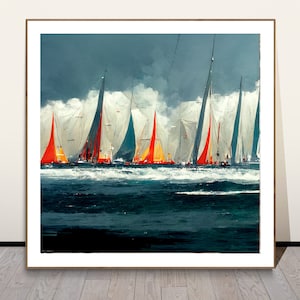 Sailing Yachts Regatta Fine Art Print - Sailing Lovers, Sailing Sport Artwork, Sailing Clubs Decor