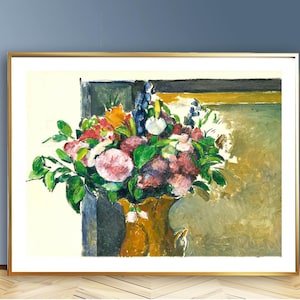 Flowers in the Vase by Paul Cezanne, Fine Art Print, Impressionist Poster, Naturmort Poster, Flowers Wall Art, Still Life Painting