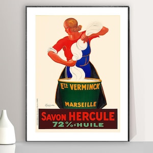 Vintage Savon Hercule Advertisement (1920) Art Print - Reproduction of a Retro Artwork, Decorative Purposes Wall Decor