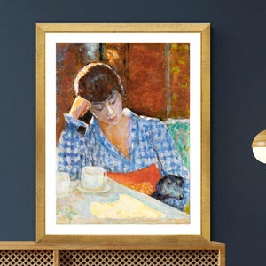 Femme Accoudee avec Chien et Nature Morte by Pierre Bonnard  Fine Art Print - Figurative Art / Book Lovers Gifts / Wall Decor