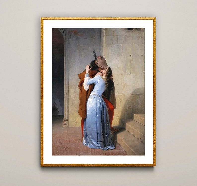 The Kiss Fine Art Print by Francesco Hayez, Romanticism Painting image 1