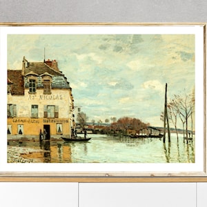Flood at Port Marly by Alfred Sisley, Fine Art Print, Impressionist Poster, Landscape Painting, Seascape Artwork, Autumn Wall Décor