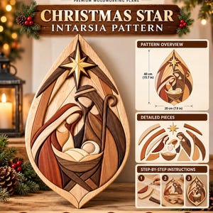Nativity Intarsia Plan PDF | The Quiet Promise | Holy Family Scroll Saw Woodworking Plan | Christmas Wood Wall Art DIY
