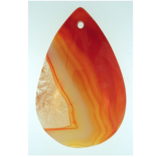 Natural Red Agate Pendant Bead 43x30x6 mm A-B158