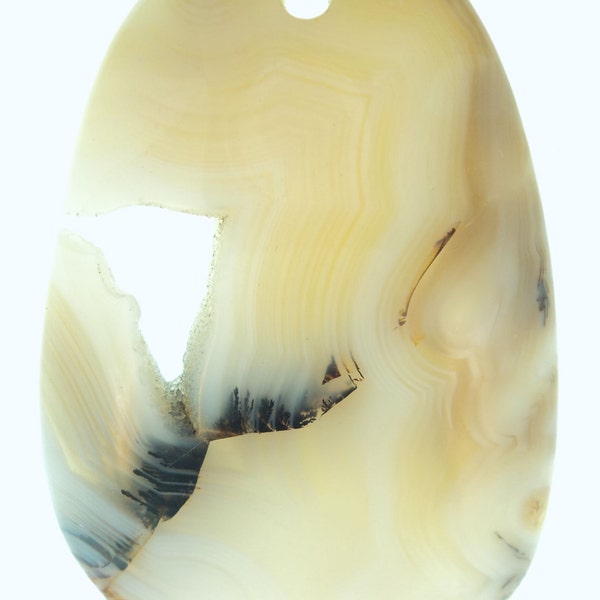 Large 66x44x6 mm Natural Dendritic Agate Pendant Bead DA-B182