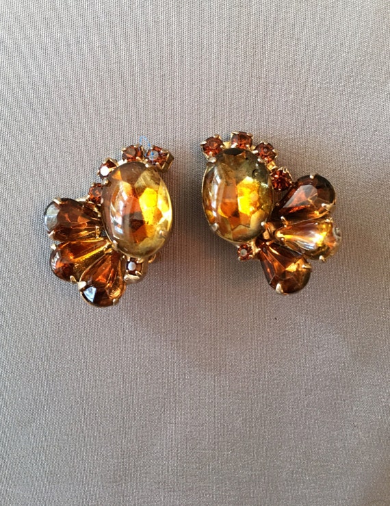 Large Vintage Gold Topaz Earrings, November births