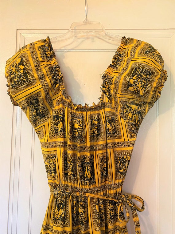 1950's Italian Cotton Summer Dress with Ruffle Hem