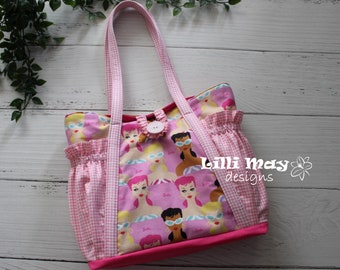 Barbie Print Shoulder Bag featuring Barbie fabric //Handbag// Nappy Bag // Ladies Bag // Other fabrics available