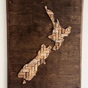 Custom Cork Art: Wine Cork Map on Timber (750mm x 550mm)