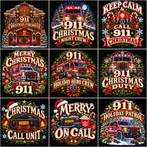 911 Kerst PNG-bundel | Feestelijk shirt voor centralisten | Cadeau voor hulpverleners | Ontwerp voor meldkamer met de kerstman