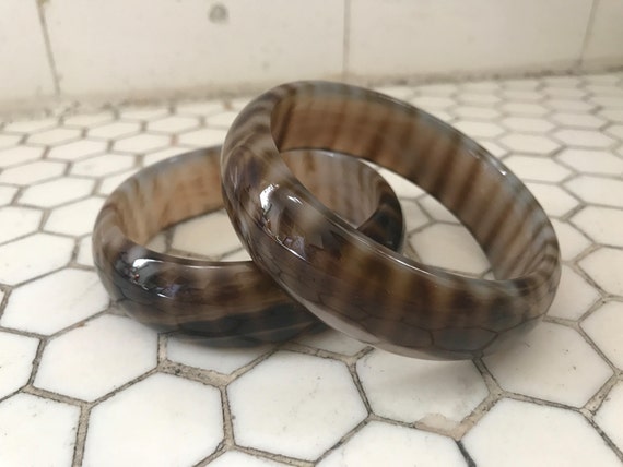 Tortoise Shell  Leopard Colored Jade Bangles, Pair - image 5