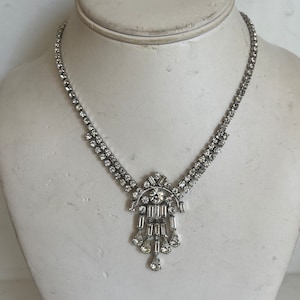 1940er Jahre Vintage Wunderschöne Art Deco Strass Tropfen Halskette