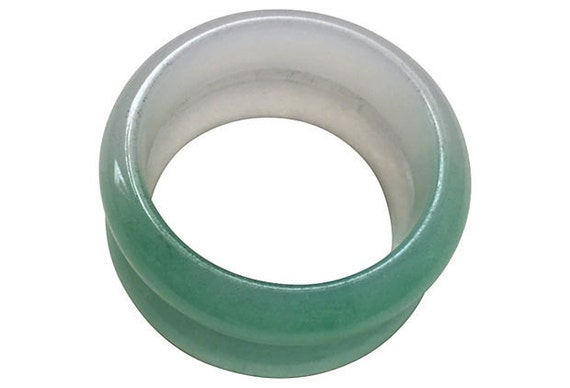 Seafoam Green & White Jade Bangles, Pair - image 2