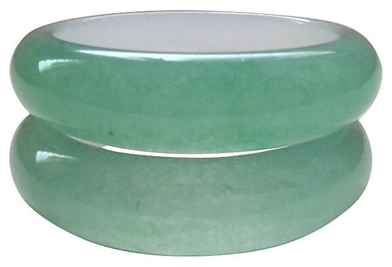 Seafoam Green & White Jade Bangles, Pair - image 5