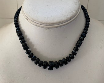 Gorgeous Antique Black Jet Bead  Collar Necklace