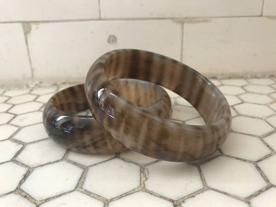 Tortoise Shell  Leopard Colored Jade Bangles, Pair - image 2