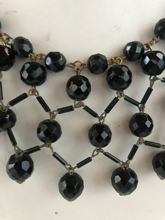Gorgeous Antique Black Jet Bead Collar Necklace - image 9