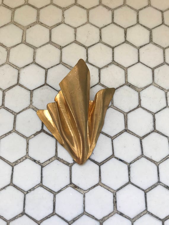 Vintage Sonia Rykiel Paris Gold Metal Sculptural Moderenist Brooch 