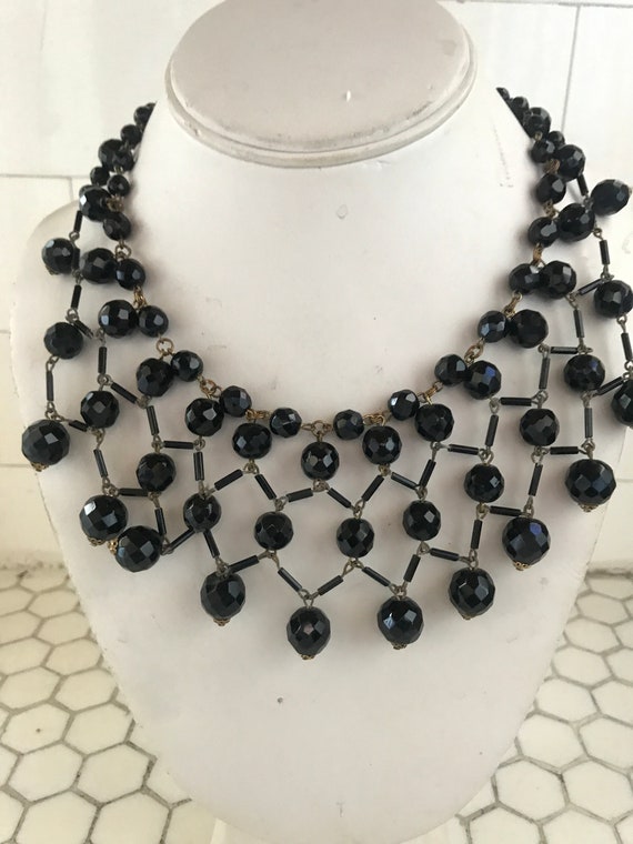 Gorgeous Antique Black Jet Bead Collar Necklace - image 8