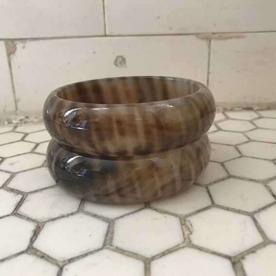 Tortoise Shell  Leopard Colored Jade Bangles, Pair - image 1