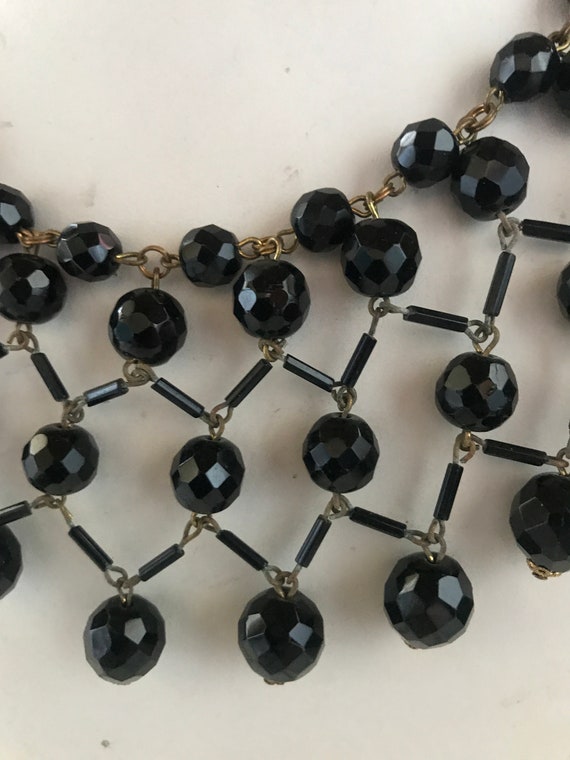 Gorgeous Antique Black Jet Bead Collar Necklace - image 2